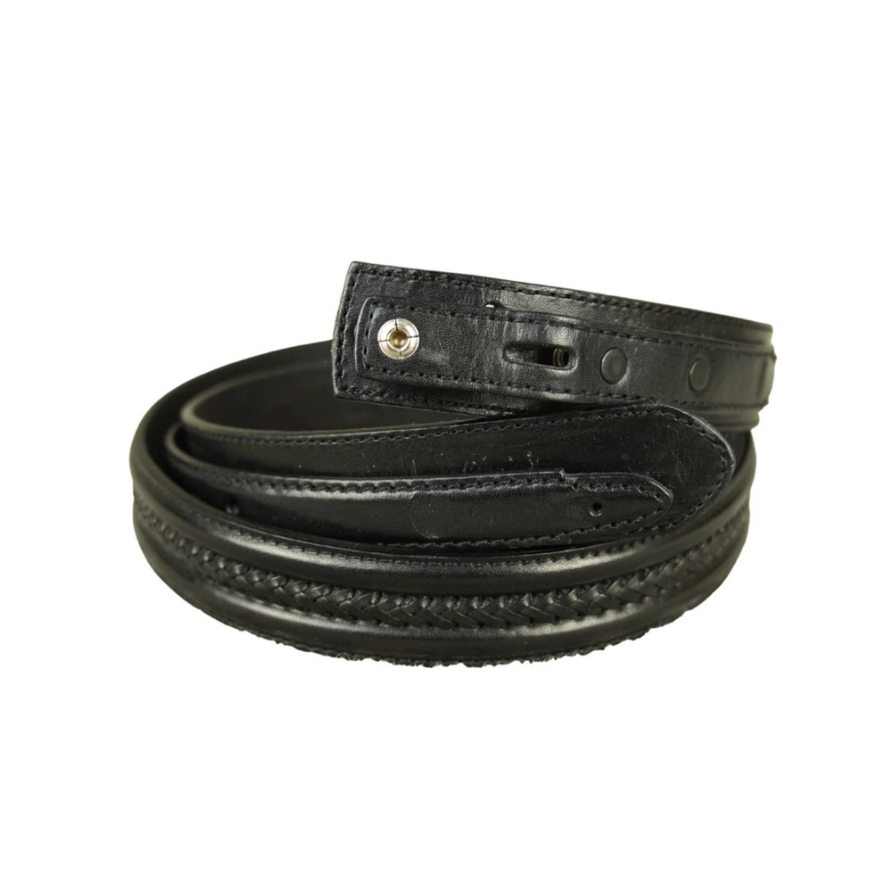 VTG Tony Lama South Western Black Leather Belt 7733 L Size 42 Braided No Buckle - Picture 1 of 10